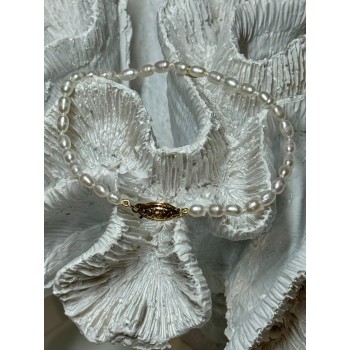 14K YELLOW GOLD BRACELET FRESHWATER PEARLS SIZE 7