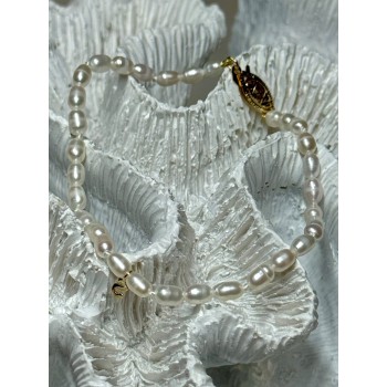 14K YELLOW GOLD BRACELET FRESHWATER PEARLS SIZE 7