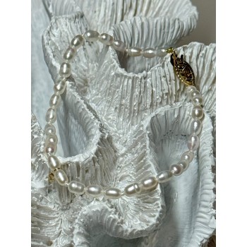 14K YELLOW GOLD BRACELET FRESHWATER PEARLS SIZE 7