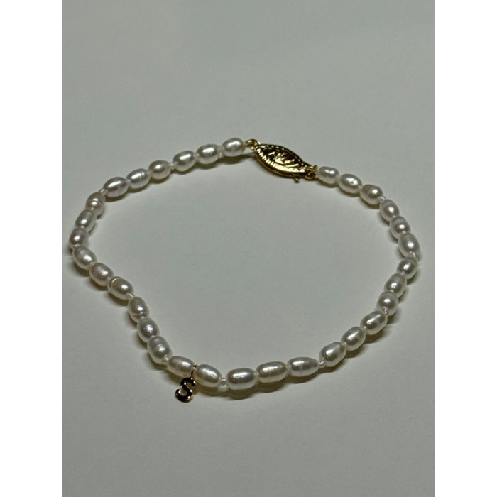 14K YELLOW GOLD BRACELET FRESHWATER PEARLS SIZE 7