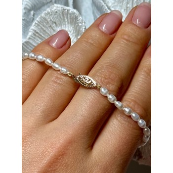 14K YELLOW GOLD BRACELET FRESHWATER PEARLS SIZE 7