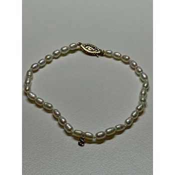 14K YELLOW GOLD BRACELET FRESHWATER PEARLS SIZE 7