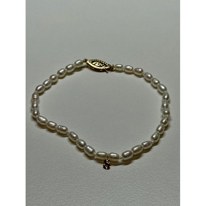 14K YELLOW GOLD BRACELET FRESHWATER PEARLS SIZE 7