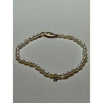 14K YELLOW GOLD BRACELET FRESHWATER PEARLS SIZE 7