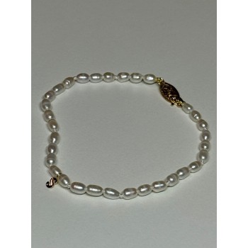 14K YELLOW GOLD BRACELET FRESHWATER PEARLS SIZE 7