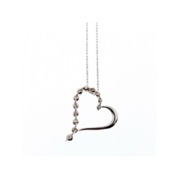 10K WHITE GOLD DIAMONDS HEART CHAIN WITH PENDANT
