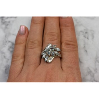 925 Sterling Silver Blue Spinel Ring Size 8