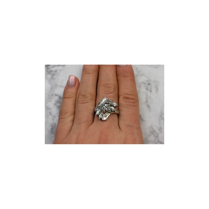 925 Sterling Silver Blue Spinel Ring Size 8