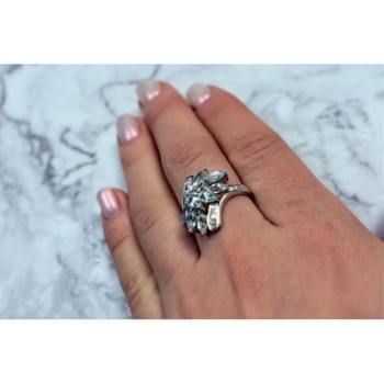 925 Sterling Silver Blue Spinel Ring Size 8