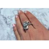 925 Sterling Silver Blue Spinel Ring Size 8