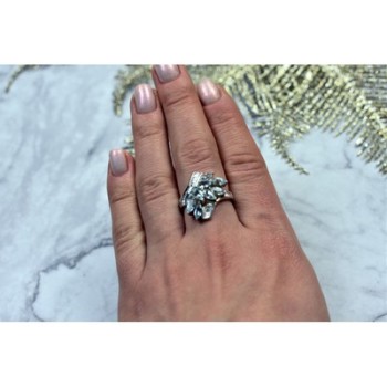 925 Sterling Silver Blue Spinel Ring Size 8