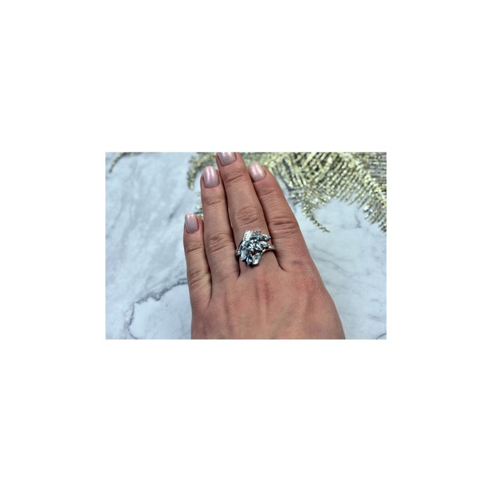 925 Sterling Silver Blue Spinel Ring Size 8