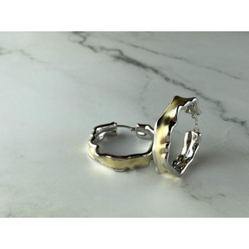 925 Sterling Silver Gold Plated Original Design Earrings Italy