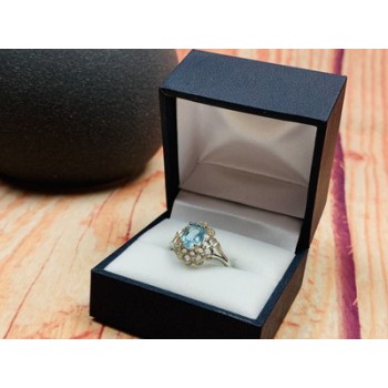 925 Sterling Silver Topaz Ring Size 6.5