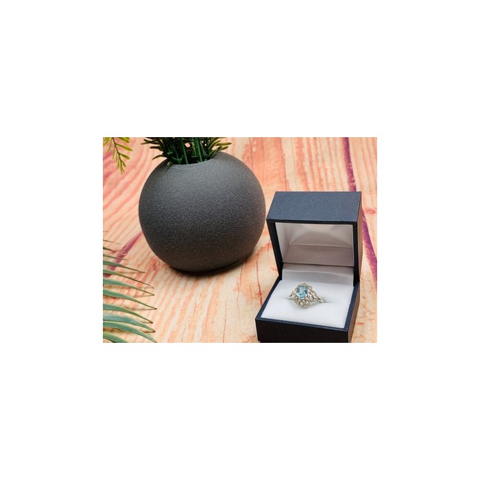 925 Sterling Silver Topaz Ring Size 6.5