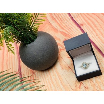 925 Sterling Silver Topaz Ring Size 6.5