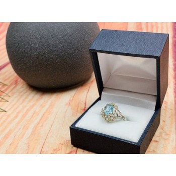 925 Sterling Silver Topaz Ring Size 6.5