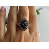 925 Sterling Silver Sapphires & CZ Ring Size 9