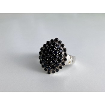925 Sterling Silver Sapphires & CZ Ring Size 9