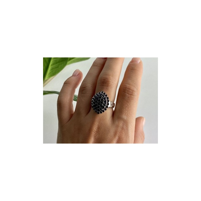 925 Sterling Silver Sapphires & CZ Ring Size 9