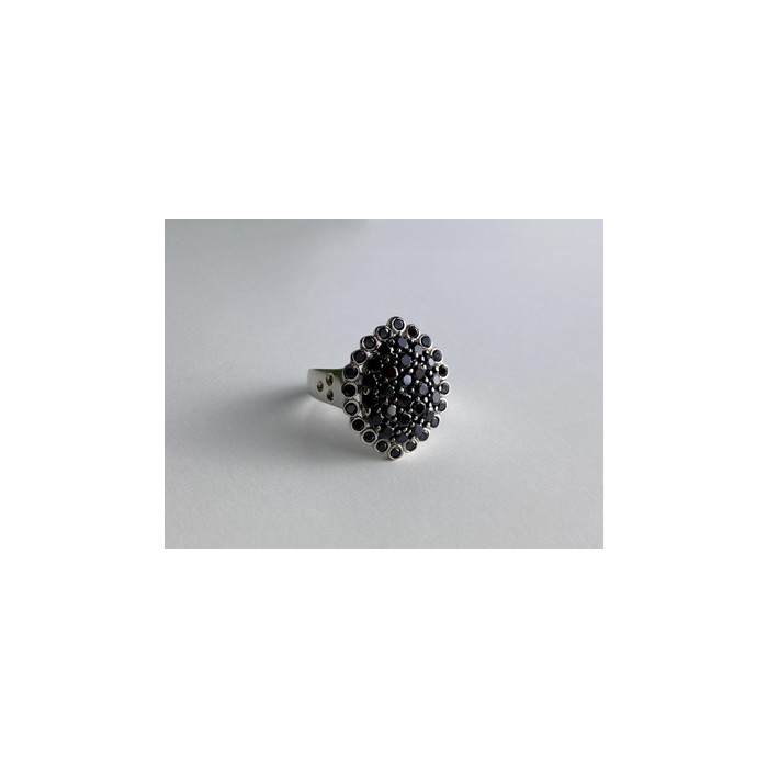 925 Sterling Silver Sapphires & CZ Ring Size 9