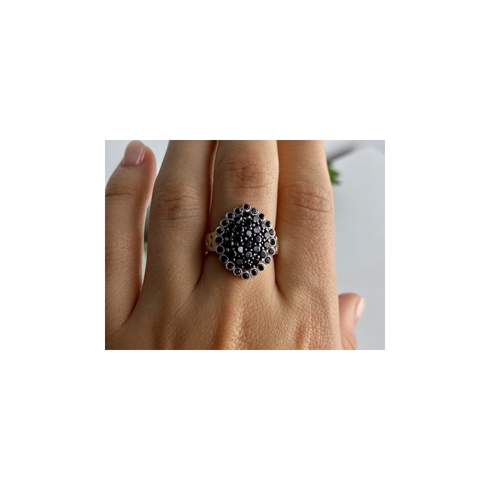 925 Sterling Silver Sapphires & CZ Ring Size 9