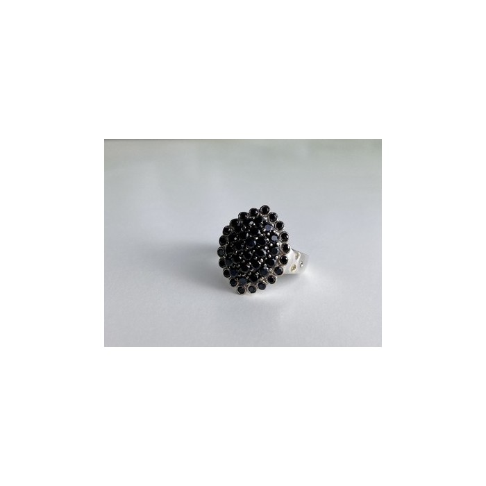 925 Sterling Silver Sapphires & CZ Ring Size 9