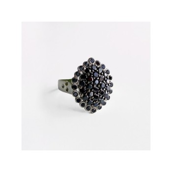 925 Sterling Silver Sapphires & CZ Ring Size 9