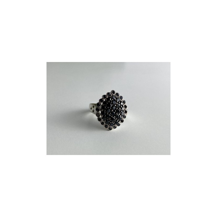 925 Sterling Silver Sapphires & CZ Ring Size 9