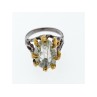 925 BLACKENED  SILVER WITH GILDING  GREEN AMETHYST & HELIODOR RING SIZE 9.75