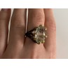 925 BLACKENED  SILVER WITH GILDING  GREEN AMETHYST & HELIODOR RING SIZE 9.75