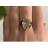 925 BLACKENED  SILVER WITH GILDING  GREEN AMETHYST & HELIODOR RING SIZE 9.75