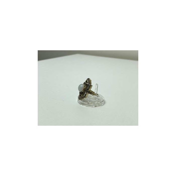 Vintage 925 Sterling Silver Agate, Goshenite & Marcasites Ring Size 5.5