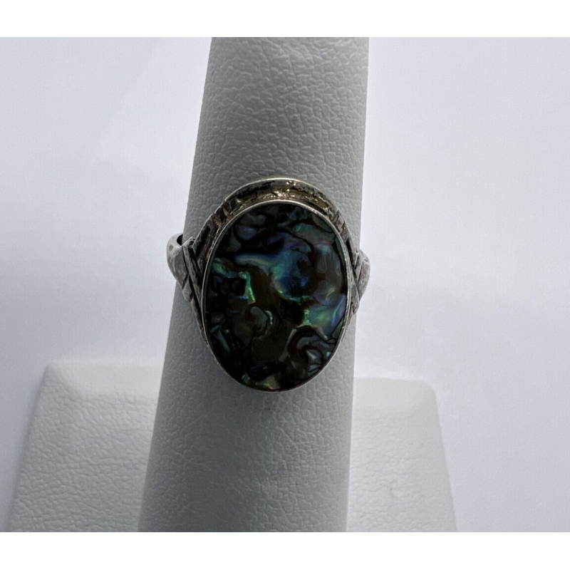 925 Sterling Silver & Abalone Shell Ring Size 4.5