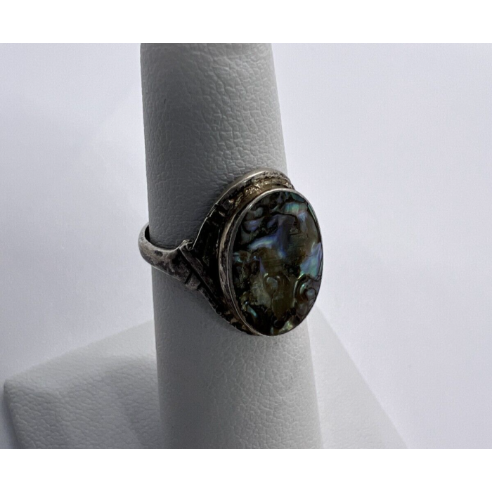 925 Sterling Silver & Abalone Shell Ring Size 4.5