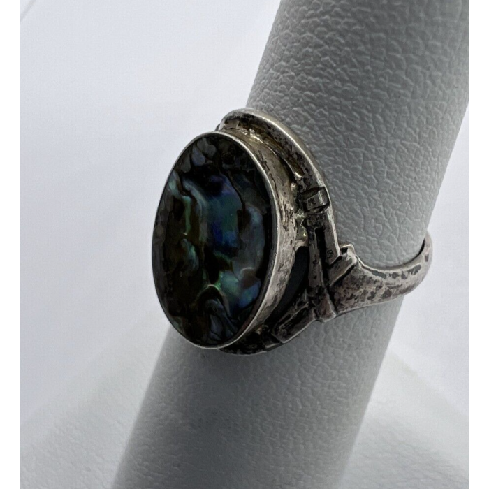 925 Sterling Silver & Abalone Shell Ring Size 4.5