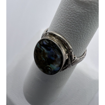 925 Sterling Silver & Abalone Shell Ring Size 4.5
