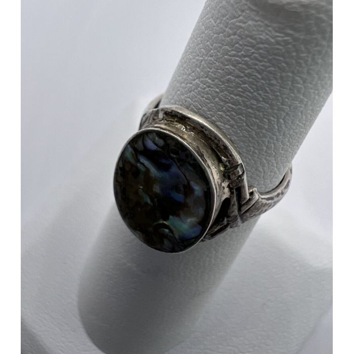 925 Sterling Silver & Abalone Shell Ring Size 4.5