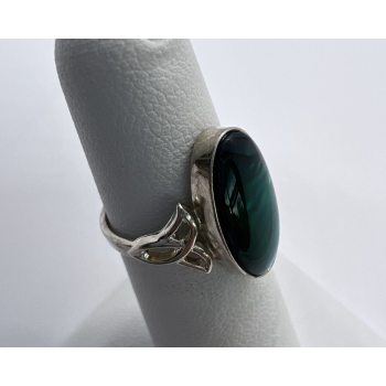 925 Sterling Silver & Green Paua Shell Kbn Ring Size 4.5