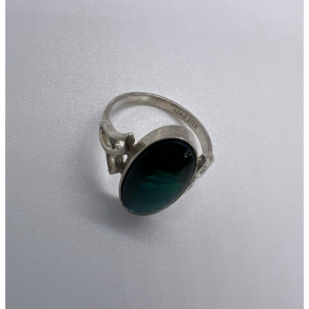 925 Sterling Silver & Green Paua Shell Kbn Ring Size 4.5