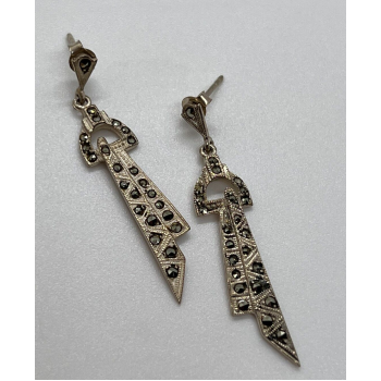 925 Sterling Silver & Marcasite Earrings
