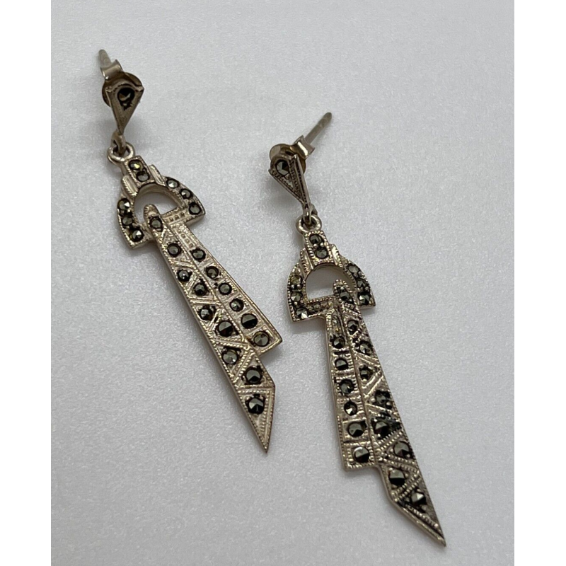 925 Sterling Silver & Marcasite Earrings