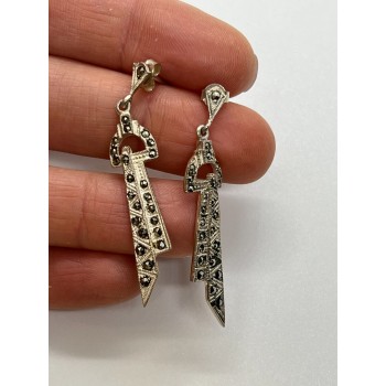 925 Sterling Silver & Marcasite Earrings