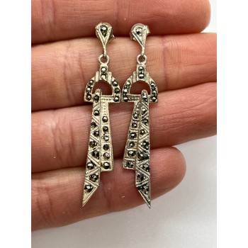 925 Sterling Silver & Marcasite Earrings