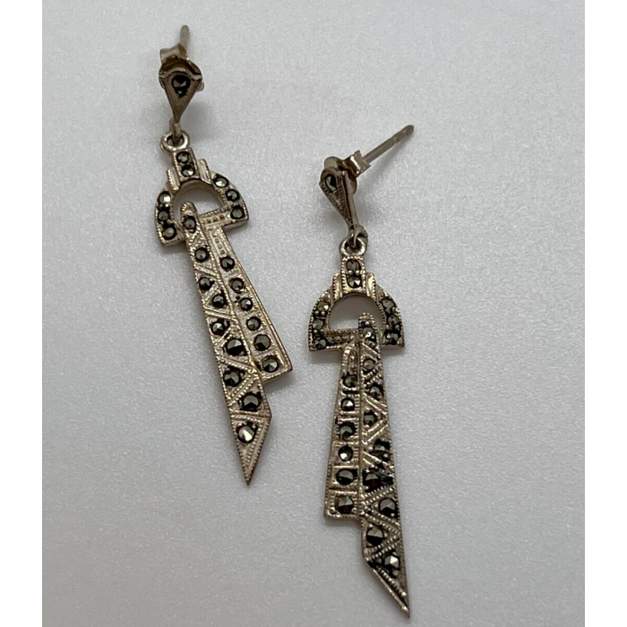 925 Sterling Silver & Marcasite Earrings