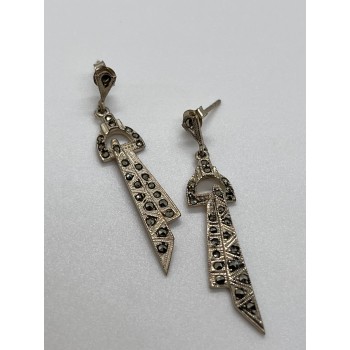 925 Sterling Silver & Marcasite Earrings