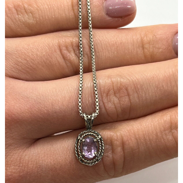 925 Sterling Silver & Amethyst Necklace Pendant