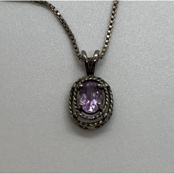 925 Sterling Silver & Amethyst Necklace Pendant