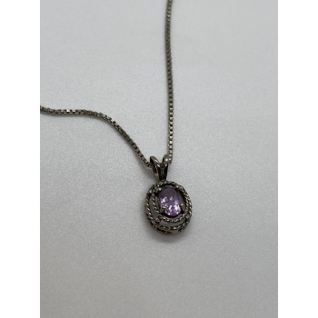 925 Sterling Silver & Amethyst Necklace Pendant