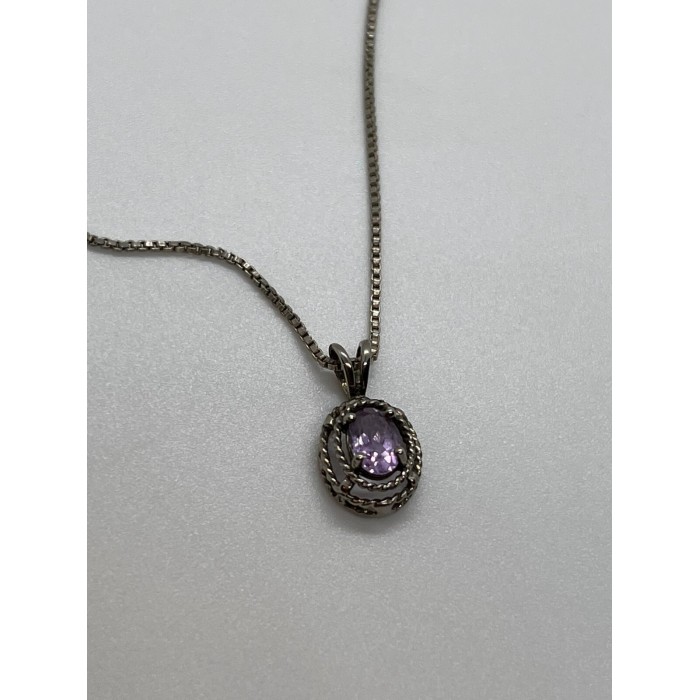 925 Sterling Silver & Amethyst Necklace Pendant